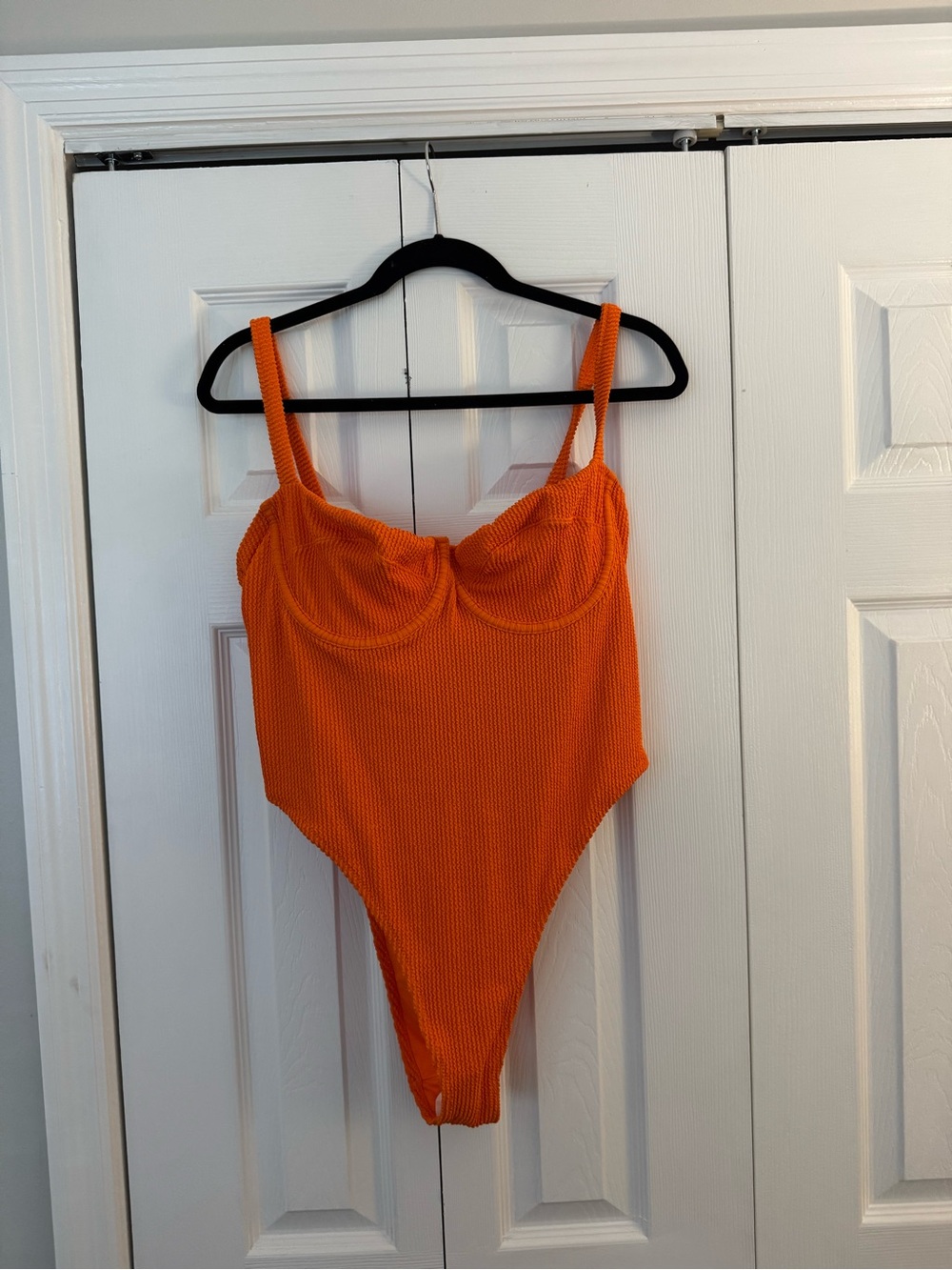 H&M Bright Orange Textured Underwire One-Piece